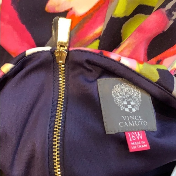 Vince Camuto Dress Floral Lined Classy Midi Gold - Picture 9 of 9